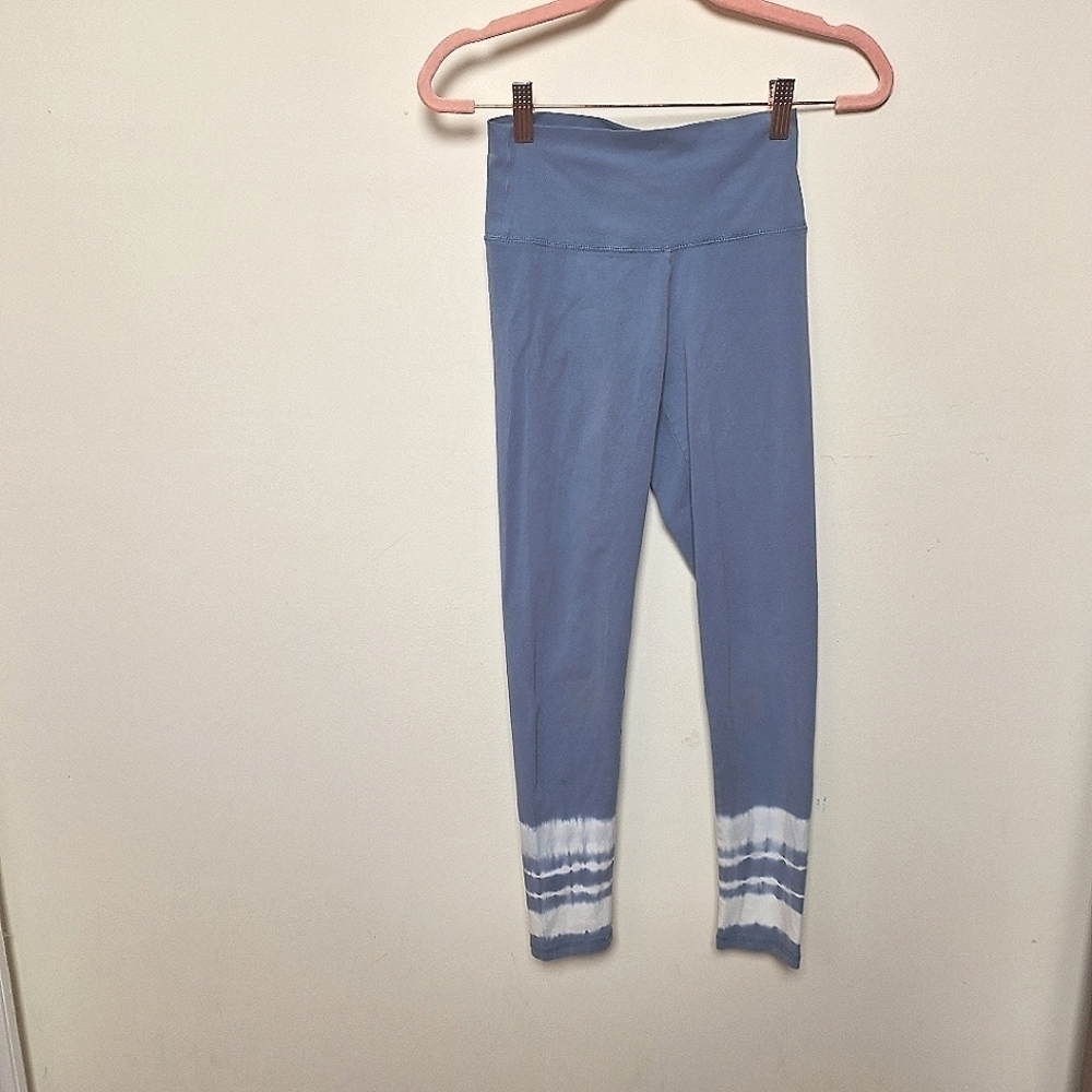 Aerie Chill Play Move Blue and White Midrise Tie Dye Leggings Size Small